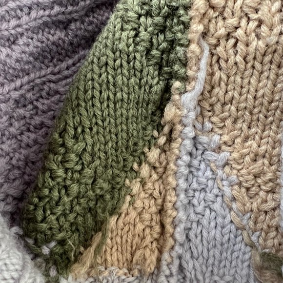 Rare Vintage Handmade Cable Knit Wool Oversized Sweater Chunky Slouchy Mock Crew - Picture 6 of 8